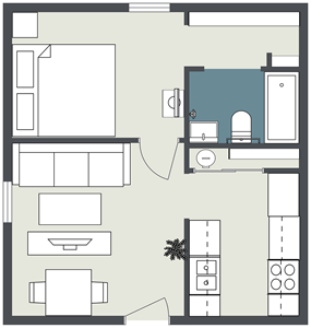 One Bedroom / One Bath - 480 Sq.Ft.*